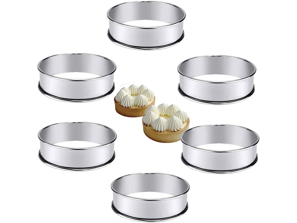 Anel De Assar Redondo Perforado De Aço Inoxidável Para Tortas Mousse Magdalenas Ovos
