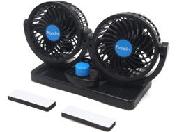 Ventilador De Resfriamento Automático Ruilogod 12v Com Cabeça Dupla, 2 Velocidades E Rotação De 360 ​​graus, Preto