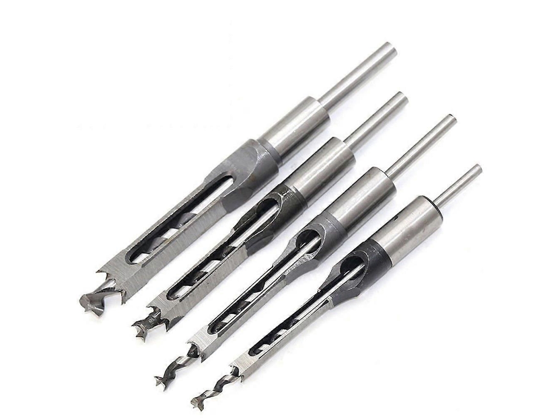 Kit Com 4 Brocas Para Furos Quadrados Em Madeira, Tamanhos 1/4 A 3/8 Polegadas