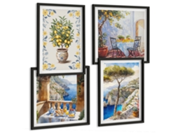 Conjunto De Pinturas Arte De Rostos E Folhas Por Matisse Moldura Preta Imagens Para Um Quarto Infantil Espelharte (conjunto De 4 Imagens)