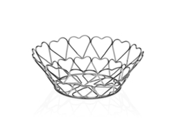 Fruteira Versa Corações Metal Aço (26 X 10 X 26 Cm)
