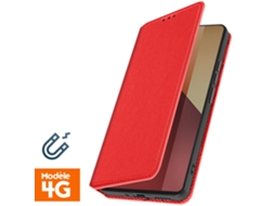 Capa para Xiaomi Redmi Note 13 Pro 4G AVIZAR Pele Magnética Vermelho .