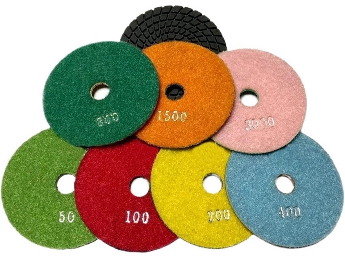 Conjunto De 7 Discos Polimento Úmido 100 Mm (4 Polegadas), Flexíveis,
