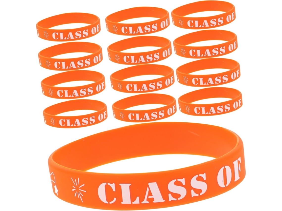 Pulseiras de silicone para Formatura 2025, 20 unidades, laranja. Acessório confortável e durável para estudantes.