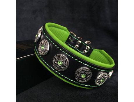 Coleira The Bijou Preto e Verde BESTIA CUSTOM DOG GEAR XL