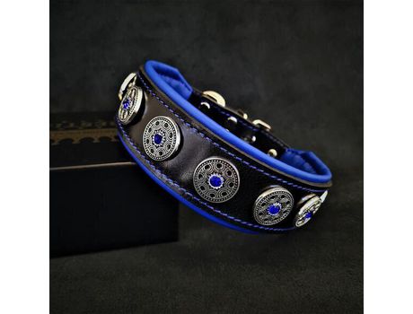 Coleira The Bijou Preto e Azul BESTIA CUSTOM DOG GEAR XL