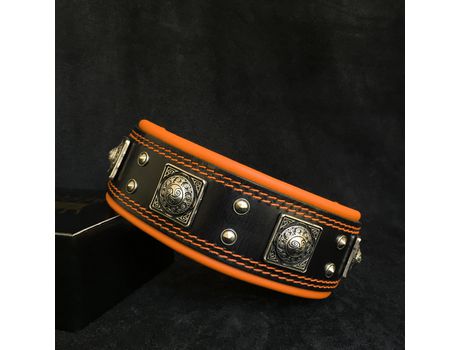 Coleira The Eros Preto-Laranja BESTIA CUSTOM DOG GEAR XL