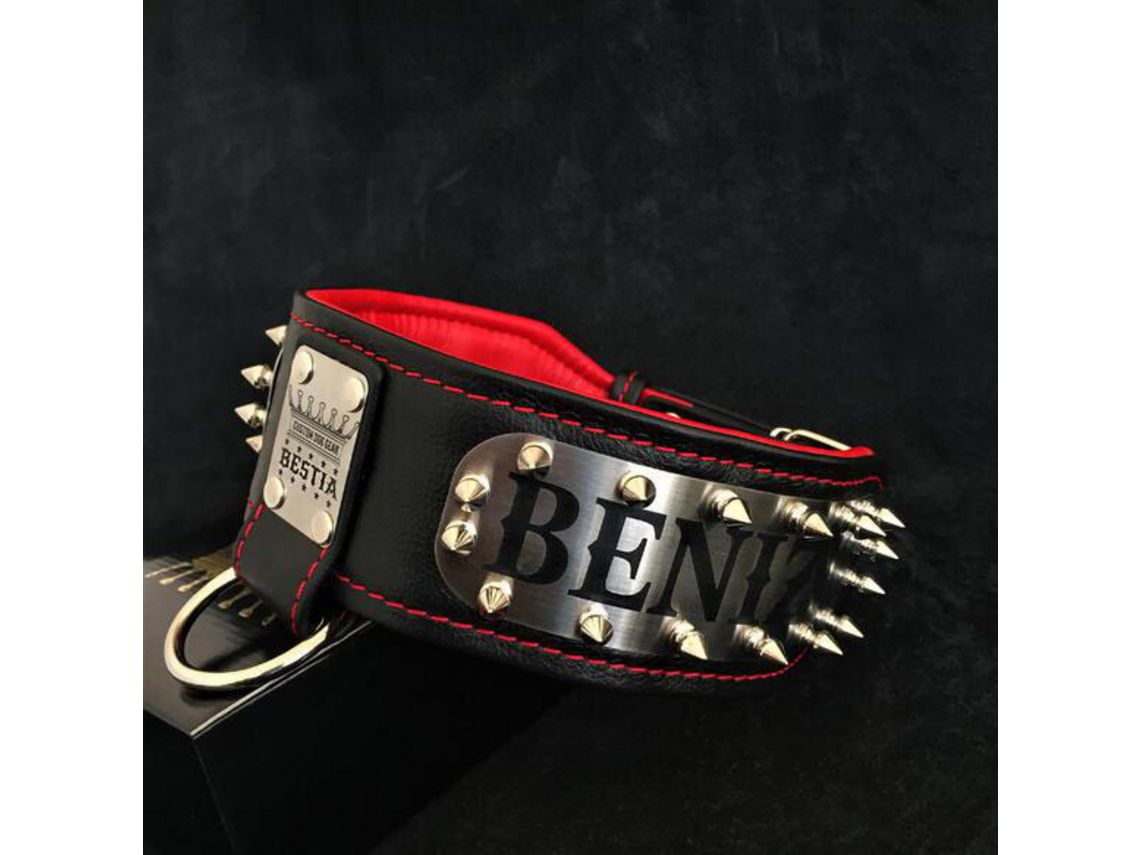 Coleira The Kennel Preto e Vermelho Personalizada BESTIA CUSTOM DOG