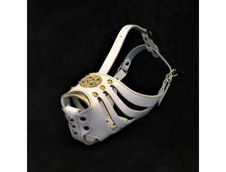 Açaime The Maximus Basket Branco-Dourado BESTIA CUSTOM DOG GEAR L