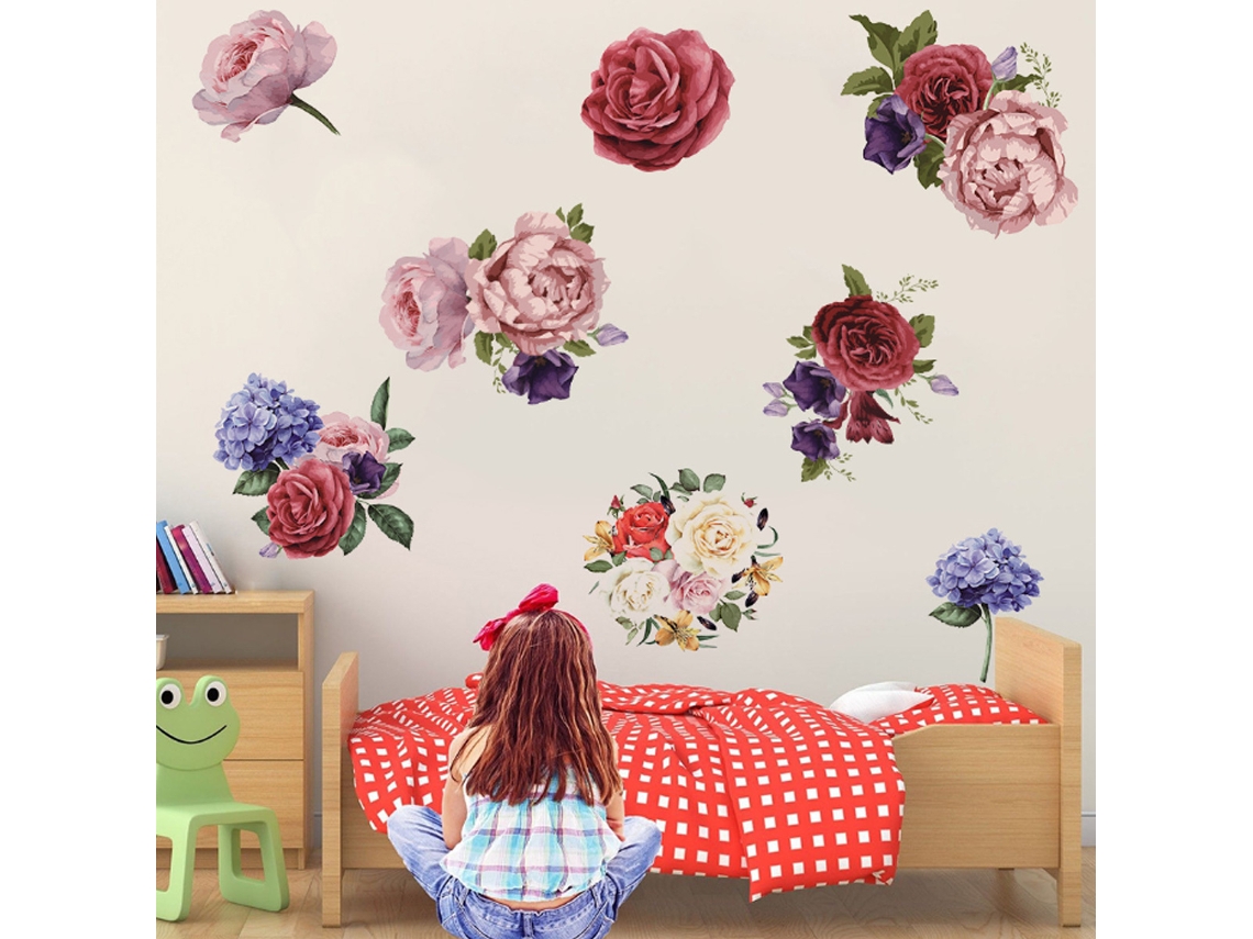 Adesivos Flores Peônia 2 Peças Decoração para Quarto e Banheiro RNEMITERY