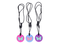 Mali 3pcs Chupeta de Dentição Bebê Borboleta Silicone Macio Colar Sensorial Portátil