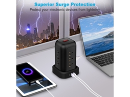 Power Strip LAXISCREED 12 Tomadas 3 Portas Usb