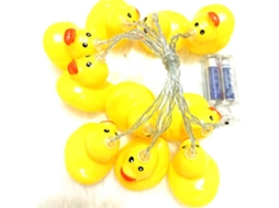 Cordão de Luzes Led Patinho Amarelo Mini para Decoração de Festa Jardim Terraço e Gramado