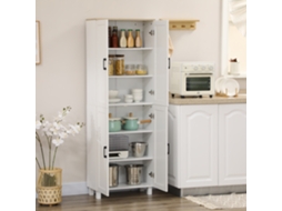 Armário Para Cozinha Branco, 4 Portas, Prateleiras Reguláveis E Sistema Anti-tombo, 60x30x170.5 Cm