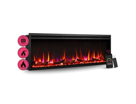 Lareira elétrica embutida Balderia Atalanta 60, 1500 W, preta