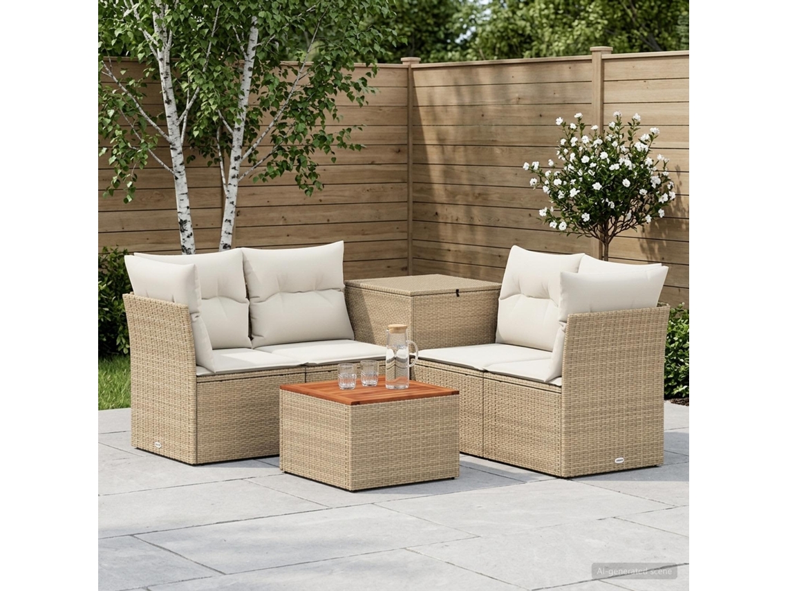 Vidaxl Conjunto De Sofás 6 Unid. Bege E Branco Creme