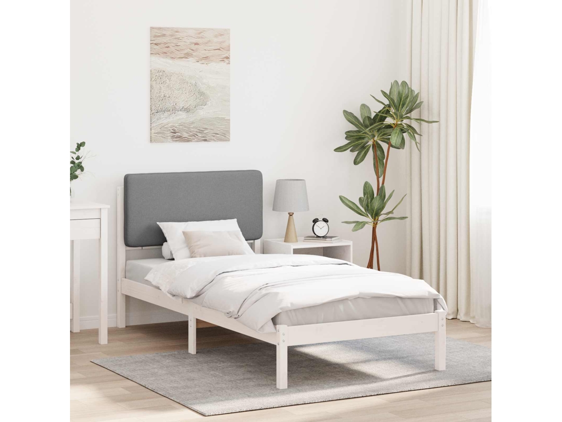 Vidaxl Estrutura De Cama Com Cabeceira Estofada Cinzento-claro