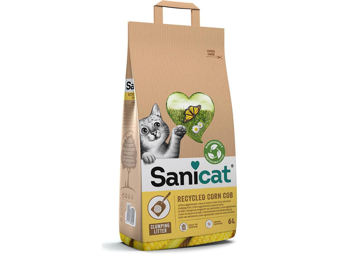 Areia Absorvente para Gato SANICAT Reciclado (Milho - 6L)