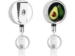 Porta Retrátil Crachá Com Clipe de Identificação em Formato Médio Fruta, Porta Retrátil Crachá, Crachá Chaveiro