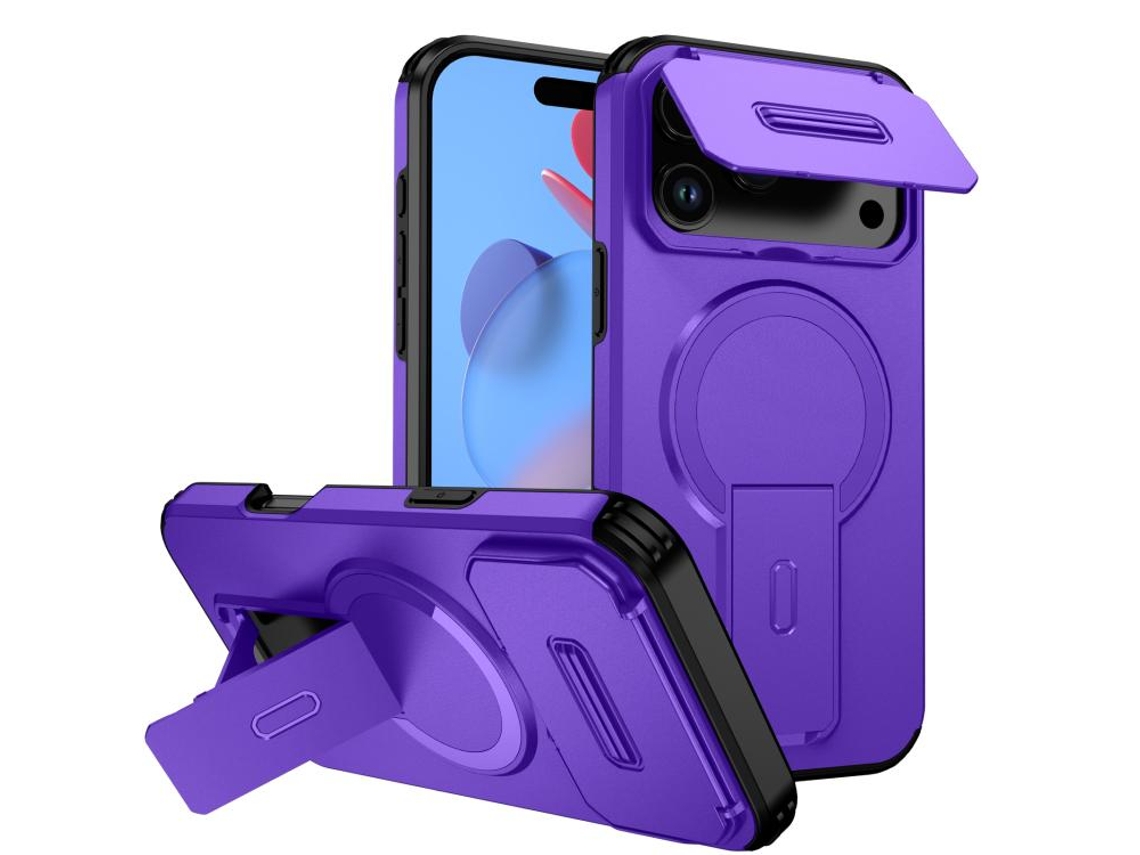 Capa Com Suporte Magsafe Para Iphone 17 Pro Max - Abertura Deslizante Com Proteção De Câmara