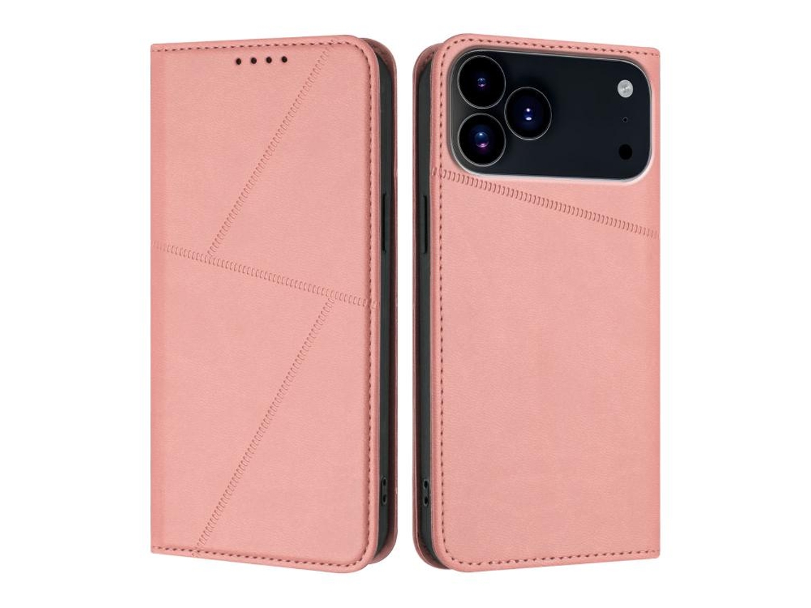 Capa De Couro Fosco Para Iphone 17 Pro Max - Flip Magnético