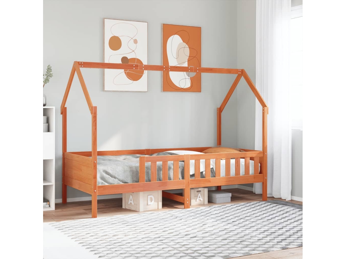 Vidaxl Cama Infantil Formato Casa 90x190 Cm Pinho Maciço Castanho-mel