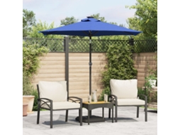 Vidaxl Guarda-sol Jardim C/leds E Poste Aço 225x225x212 Cm Azul-ciano