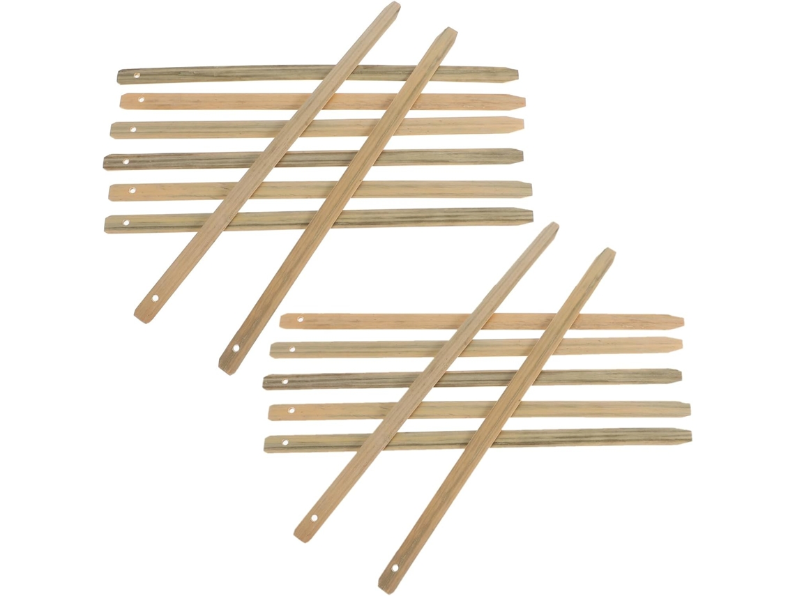 15 Peças De Estrutura De Leque Dobrável De Bambu Natural 25x1x0,2 Cm Para