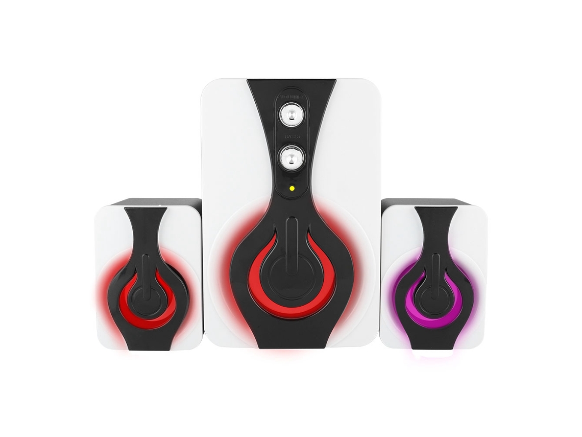 Subwoofer Com Luz Rgb Ativa Alto-falante Para Computador Desktop Com Fio Usb Preto Branco