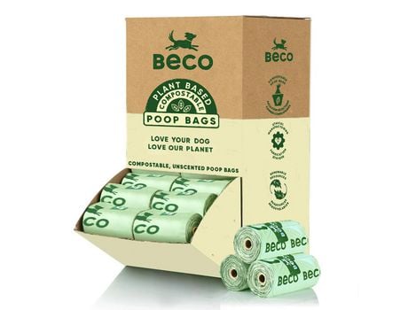 BECO Sacos Single Roll Counter Disp. Compostável. 56 Rolos x 12 Sacos