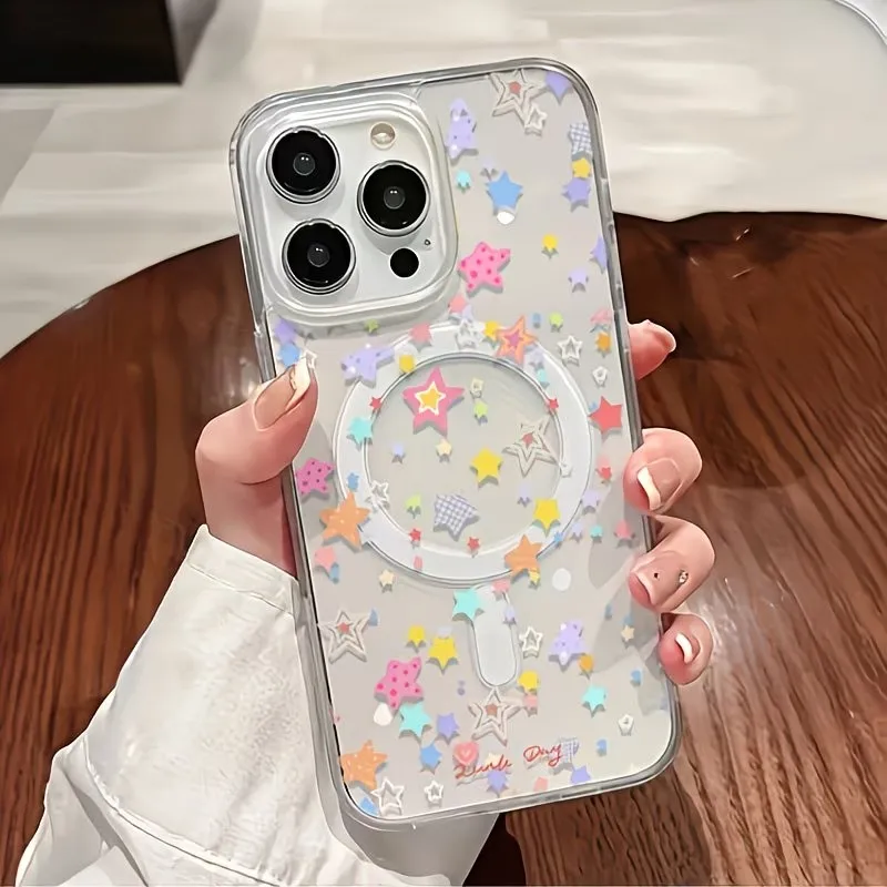 Capa Transparente Com Padrão Magnético Para Iphone 14.