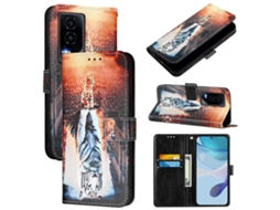 Capa De Celular De Couro Com Padrão De Desenho Colorido E Trama Lisa