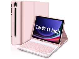 Capa De Couro Rosa Teclado Quadrado Rosa, Compatível Com Samsung S7 De 11 Polegadas T870/t875 Yunzii