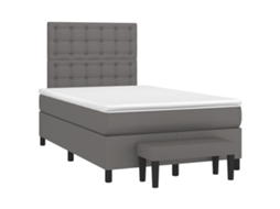 Cama Boxspring Com Colchão 120x190 Cm Couro Artificial Cinzento