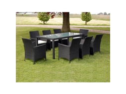 Vidaxl 9 Pcs Conjunto Jantar Exterior Com Almofadões Vime Pe Preto