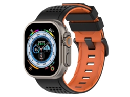Bracelete para Apple Watch 46/49/45/44mm Silicone Respirável com Design de Verificação Preto e Laranja XIAOMOYU