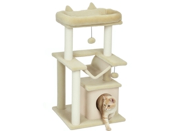Arranhador Katzenbaum com brinquedos, perch, rede 48x48x90cm creme | S/MARCA