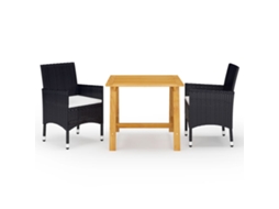 Vidaxl 3 Pcs Conjunto De Jantar Para Jardim Preto