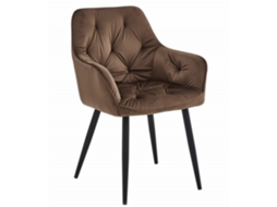Cadeira De Jantar Lukk Assento Marrom, Pernas Pretas, Assento De Veludo, Assento Ergonômico