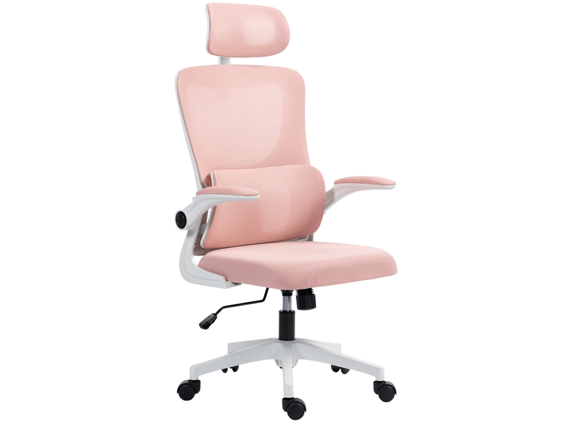 Cadeira de Escritório Ajustável e Reclinável com Apoio de Cabeça Removível,em Tecido de Rede,60x59x114 122 Cm,rosa BTFORUS