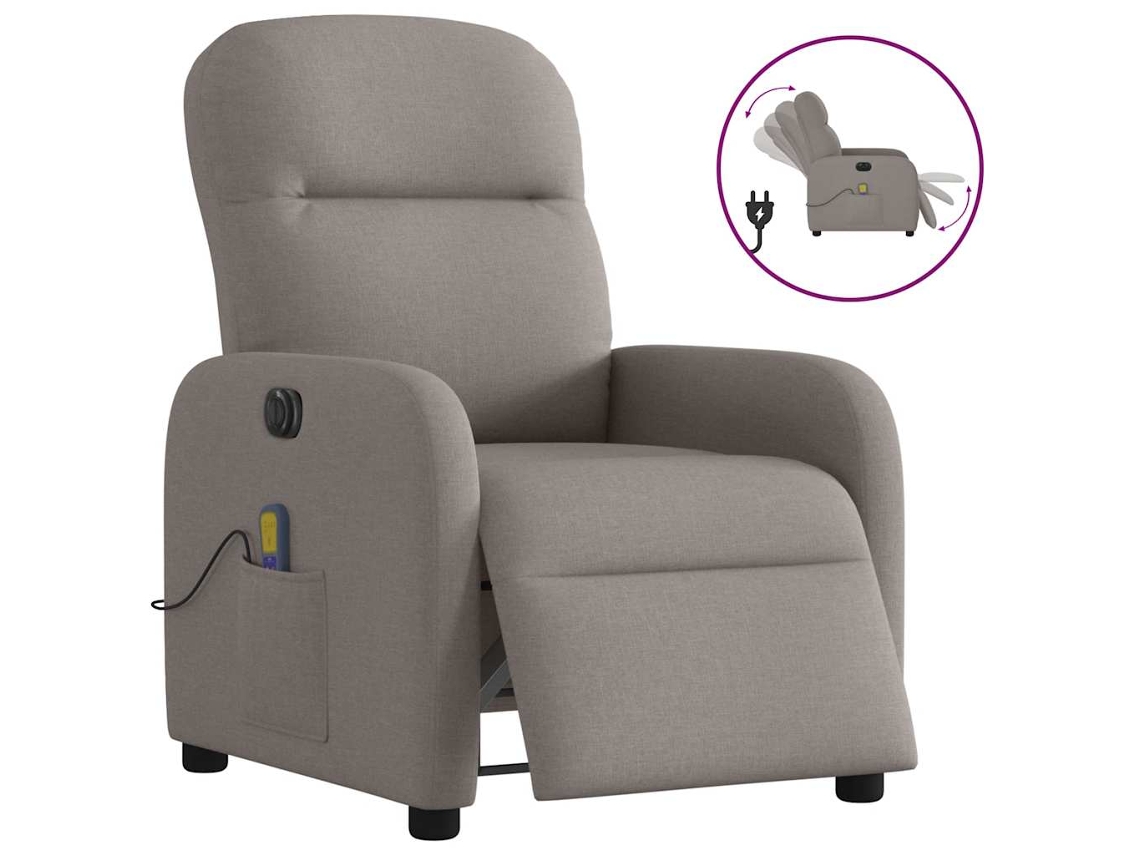 Electric Massage Recliner Chair, Electric Massage Recliner Chairs Vidaxl Cinzento-acastanhado Tecido