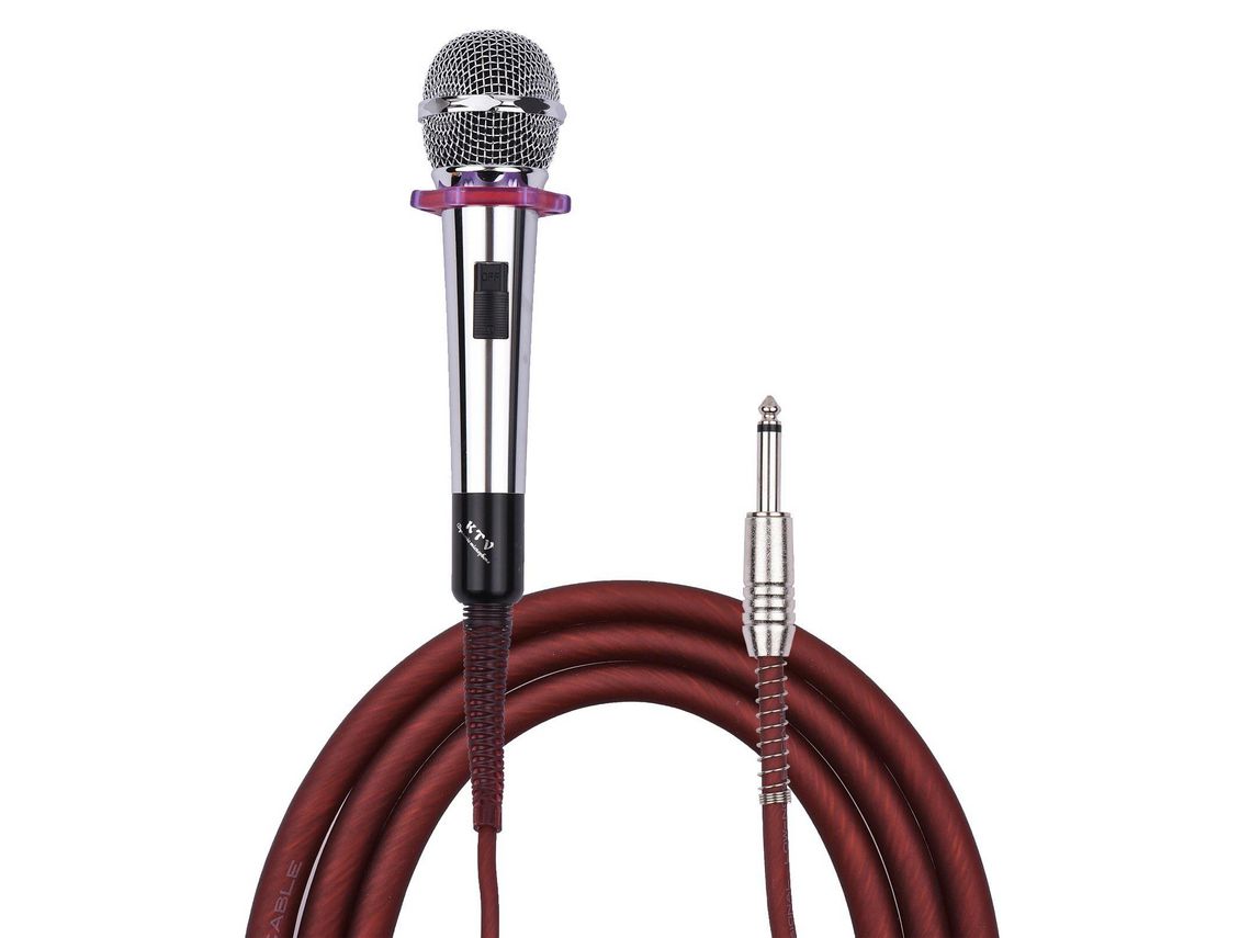 Muslady Microfone Condensador Cardióide Portátil Dinâmico Microfone com Fio Cabo de 4,5 M / 15 Pés Plugue de 6,35 Mm para Música Canto Kar Prata