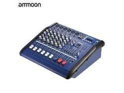 Ammoon 6 Canais de Linha de Microfone Digital Console de Mixagem de Áudio Amplificador Power Mixer com 48V Phantom Power Usb/Sd Slot para Gr Eu
