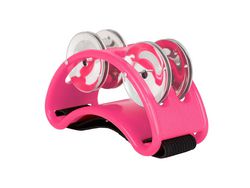 Pandeiro de Percussão com 4 Pares de Jingles de Aço Inoxidável e Cinta Elástica Instrumento Musical de Percussão para Acompanhamento de Cajo Rosa