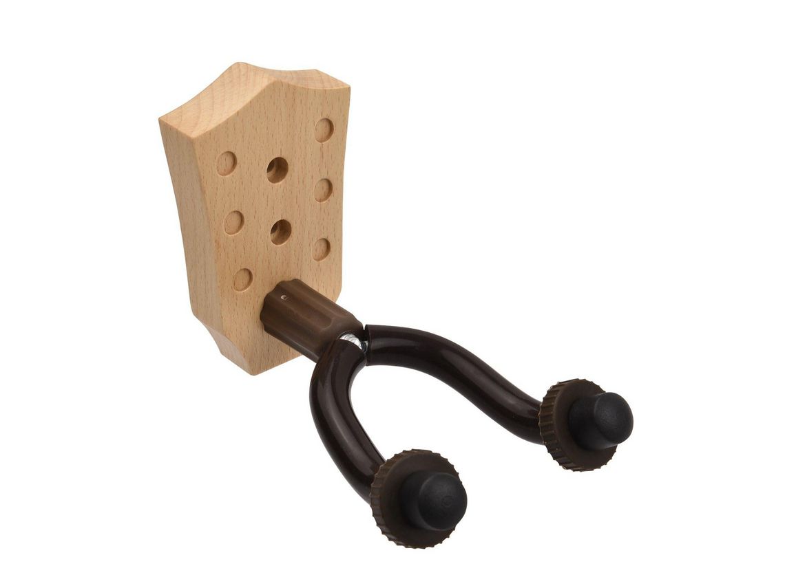 Cabide de Parede para Guitarra de Madeira de Faia Suporte de Gancho de Parede com Barras de Estabilização de Ferro para Guitarra Acústica e 1