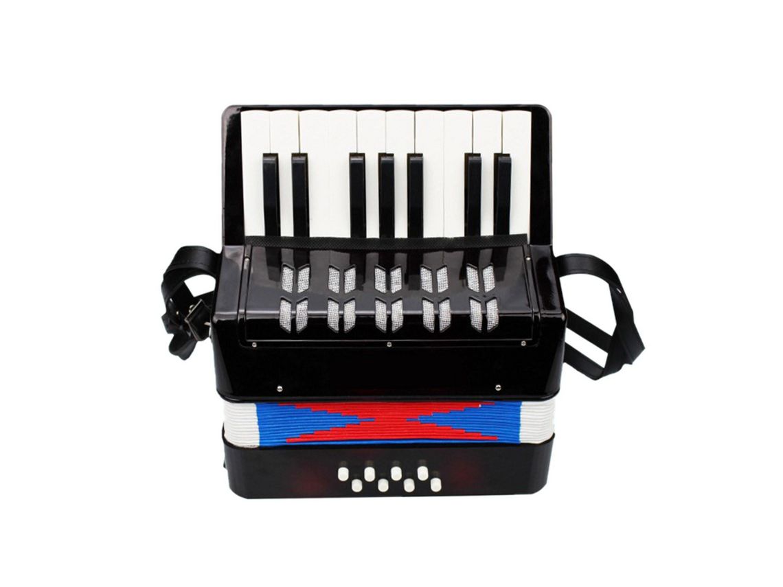 Crianças Crianças Acordeão 17-Key 8 Baixo Mini Pequeno Acordeão Instrumento Musical Educacional para Iniciante Presente de Aniversário Preto