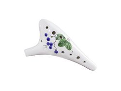 Ocarina Alto C de Cerâmica com 12 Furos Cabeça Redonda Instrumento Musical Pintado À Mão com Cordão Bolsa Protetora de Pontuação Musical #4