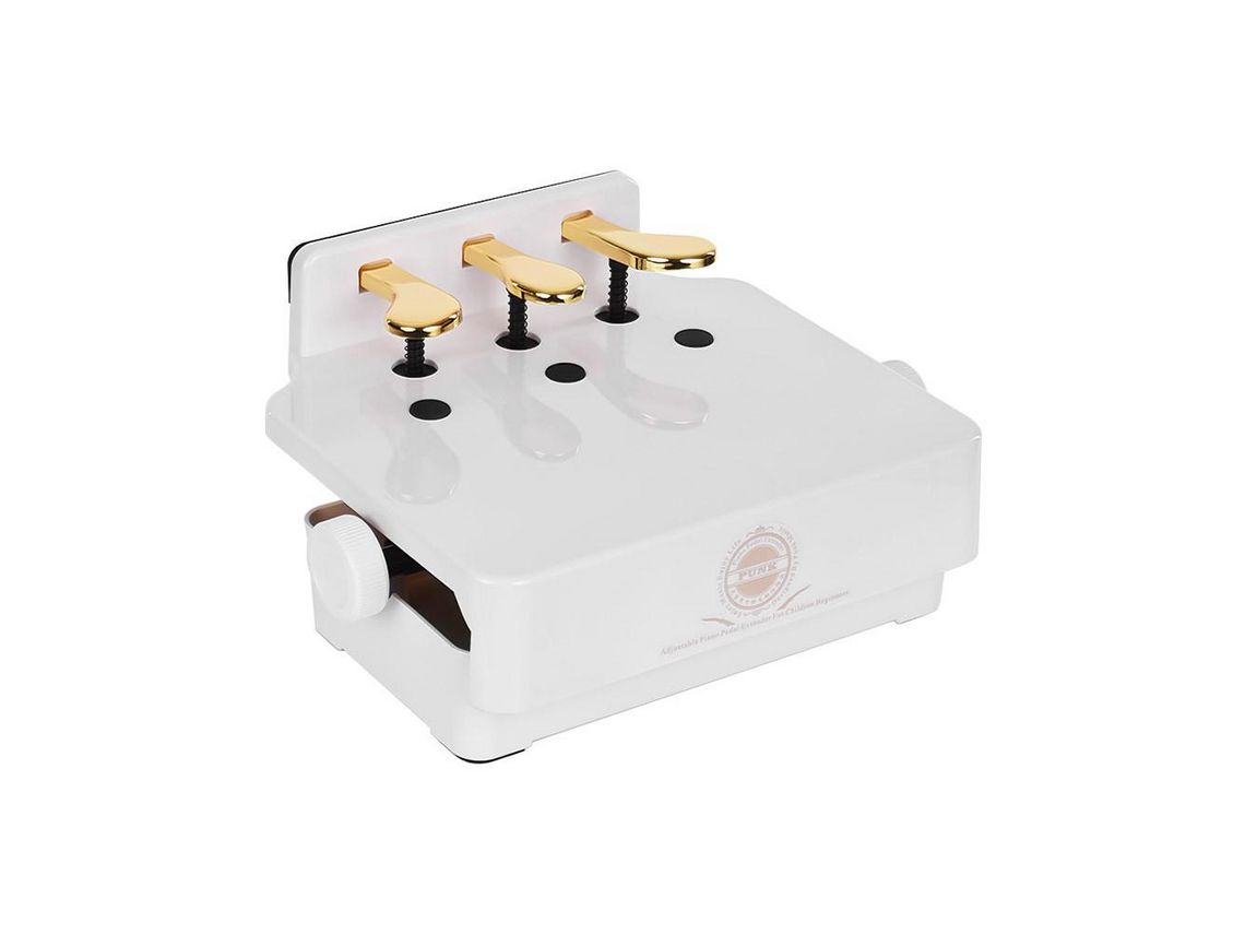 Banco Extensor de Pedal de Piano para Crianças Altura Ajustável com 3 Pedais Acessório de Auxílio para Ensino de Piano Infantil Branco