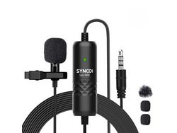 Synco Lav-S6E Microfone de Lapela Profissional Clip-On Omnidirecional Condensador Lapela Microfone Emparelhamento Automático Cabo Longo de 6