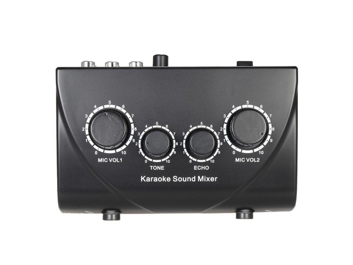 Entradas Duplas de Microfone para Mixer de Som de Karaokê com Cabo Preto